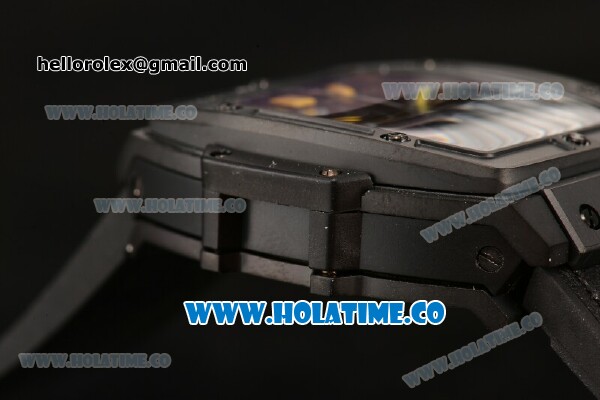 Hublot MP-06 Senna Chrono Miyota OS20 Quartz PVD Case with Yellow Stick Markers and Skeleton Dial - Click Image to Close