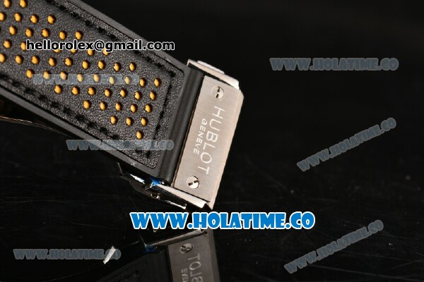 Hublot MP-06 Senna Chrono Miyota OS20 Quartz Steel Case with Skeleton Dial and Yellow Stick Markers - Click Image to Close