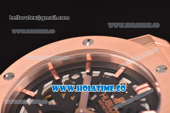 Hublot Classic Fusion Asia 6497 Manual Winding Rose Gold Case with Skeleton Dial and Stick Markers - Click Image to Close