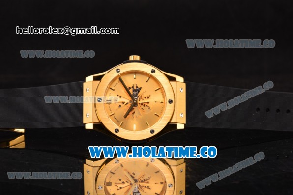 Hublot Classic Fusion Shawn Carter Asia 6497 Manual Winding Yellow Gold Case with Gold Dial and Stick Markers - Click Image to Close