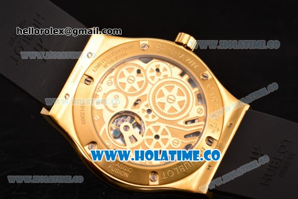 Hublot Classic Fusion Shawn Carter Asia 6497 Manual Winding Yellow Gold Case with Gold Dial and Stick Markers - Click Image to Close