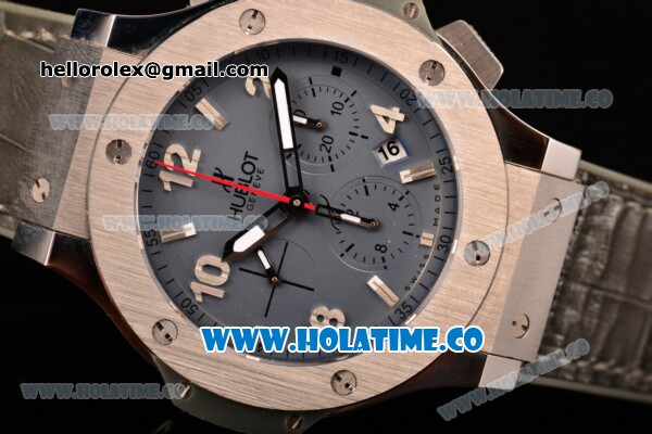 Hublot Big Bang Swiss Valjoux 7750 Automatic Steel Case with Grey Dial and Grey Leather Strap - Click Image to Close