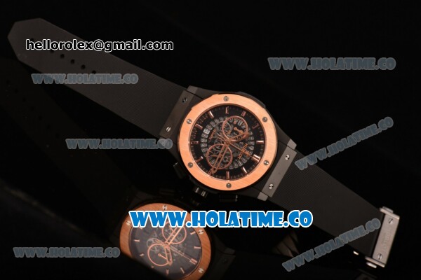 Hublot Classic Fusion Skeleton Chrono Miyota Quartz PVD Case with Skeleton Dial Rose Gold Bezel and Stick Markers - Click Image to Close