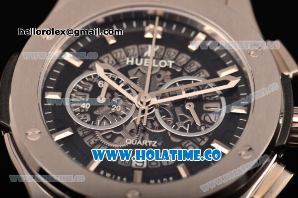 Hublot Classic Fusion Skeleton Chrono Miyota Quartz Steel Case with Skeleton Dial and Silver Stick Markers - Click Image to Close