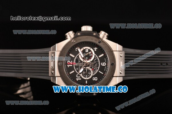 Hublot Big Bang Unico Magic Black Chrono Miyota Quartz Steel Case with PVD Bezel Stick/Arbaic Numeral Markers and Black Dial - Click Image to Close