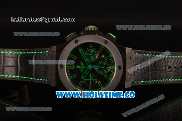 Hublot Big Bang Swiss Valjoux 7750 Automatic Movement PVD Case with Black Dial and Green Markers - Click Image to Close