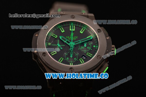Hublot Big Bang Swiss Valjoux 7750 Automatic Movement PVD Case with Black Dial and Green Markers - Click Image to Close