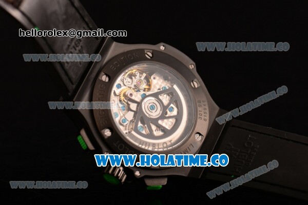 Hublot Big Bang Swiss Valjoux 7750 Automatic Movement PVD Case with Black Dial and Green Markers - Click Image to Close