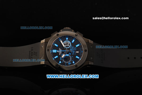 Hublot Big Bang Swiss Valjoux 7750 Automatic Movement PVD Case with Ceramic Bezel and Black Dial with Rubber Strap - Maradona Limited Edition - Click Image to Close