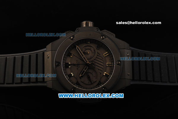 Hublot Big Bang Swiss Valjoux 7750 Automatic Movement PVD Case with Black Dial and Black Rubber Strap - Click Image to Close