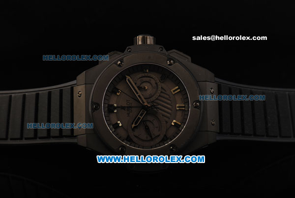 Hublot Big Bang Swiss Valjoux 7750 Automatic Movement PVD Case with Black Dial and Black Rubber Strap - Click Image to Close