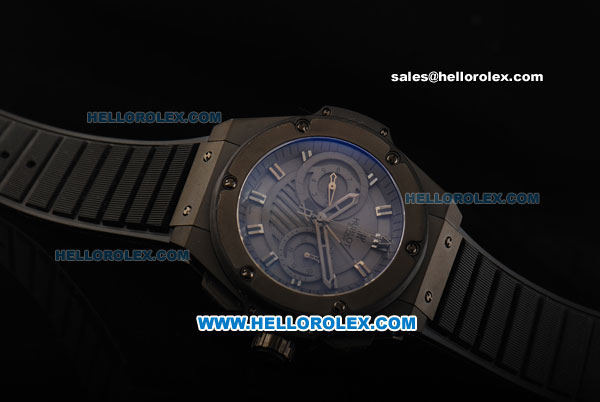 Hublot Big Bang Swiss Valjoux 7750 Automatic Movement PVD Case with Black Dial and Black Rubber Strap - Click Image to Close