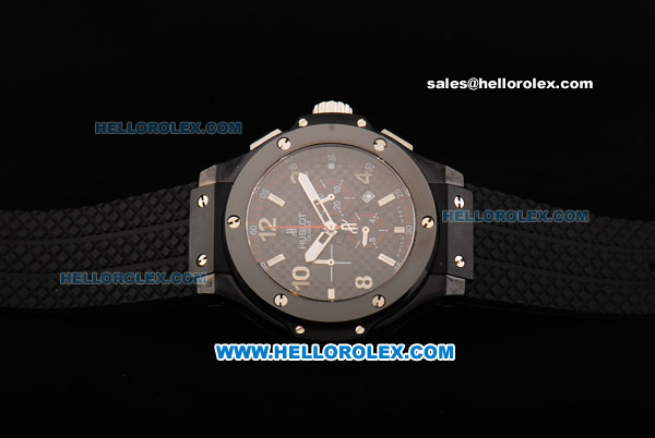 Hublot Big Bang Chronograph Miyota Quartz Movement PVD Case with Black Dial and Black Rubber Strap - Click Image to Close