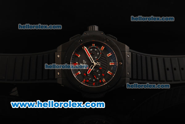 Hublot Big Bang Swiss Valjoux 7750 Automatic Movement PVD Case with Ceramic Bezel and Black Dial - Black Rubber Strap - Click Image to Close