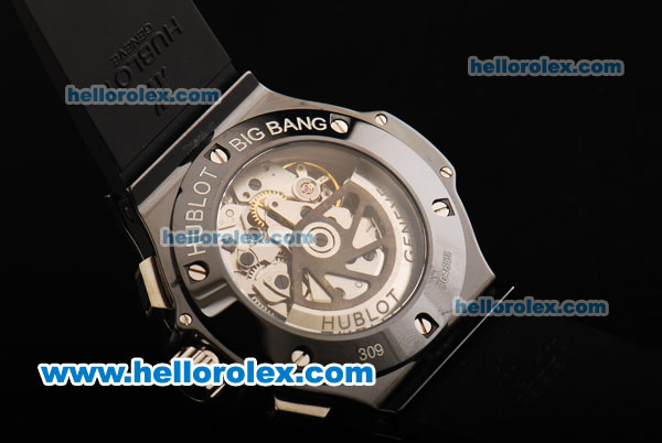 Hublot Big Bang Swiss Valjoux 7750 Automatic Movement Ceramic Case with Blue Dial and Black Rubber Strap - 1:1 Original - Click Image to Close