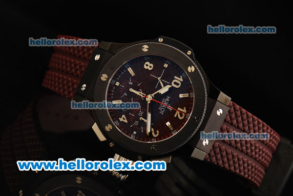 Hublot Big Bang Swiss Valjoux 7750 Automatic Movement PVD Case with Ceramic Bezel and Brown Rubber Strap - 1:1 Original - Click Image to Close