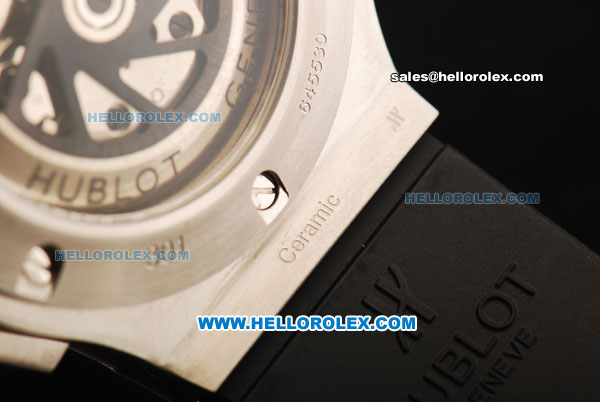Hublot Big Bang Swiss Valjoux 7750 Automatic Movement Black Dial with Ceramic Bezel and Black Rubber Strap - 1:1 Original - Click Image to Close