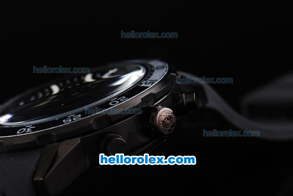 IWC Aquatimer Chronograph Quartz Movement PVD Case with Full Black Dial and White Stick Marker-Black Rubber Strap - Click Image to Close