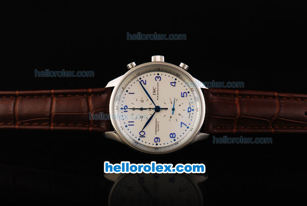 IWC Schaffhausen Quartz Movement with White Dial and Blue Marking - Click Image to Close