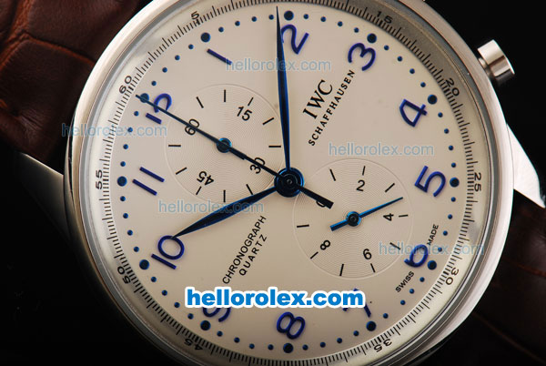 IWC Schaffhausen Quartz Movement with White Dial and Blue Marking - Click Image to Close