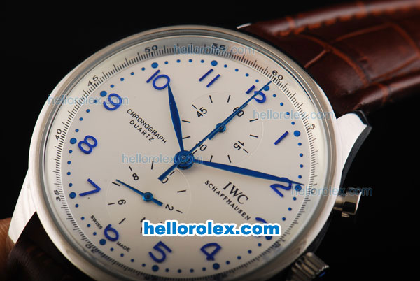 IWC Schaffhausen Quartz Movement with White Dial and Blue Marking - Click Image to Close