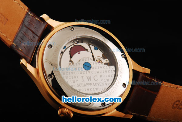 IWC Schaffhausen Mark XV Automatic Movement Rose Gold Case with White Dial and Black Numeral Marker-Brown Leather Strap - Click Image to Close