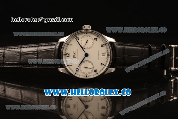 IWC Portuguese Automatic Clone IWC 52010 Automatic Steel Case with White Dial and Black Leather Strap - (AAAF) - Click Image to Close