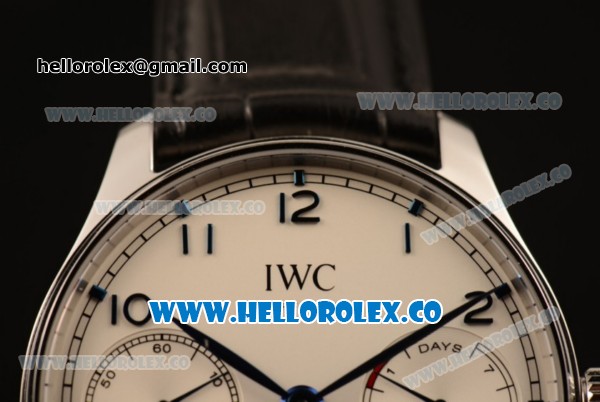 IWC Portuguese Automatic Clone IWC 52010 Automatic Steel Case with White Dial and Black Leather Strap - (AAAF) - Click Image to Close