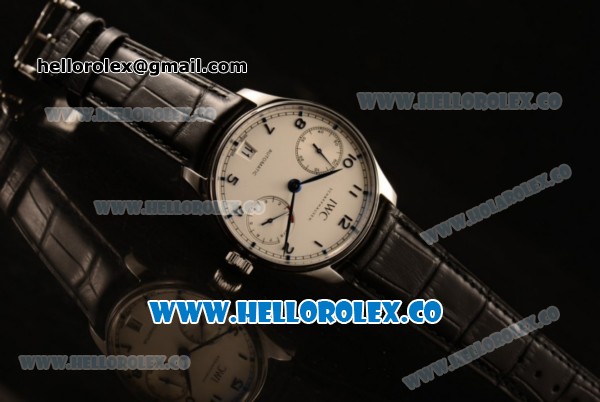 IWC Portuguese Automatic Clone IWC 52010 Automatic Steel Case with White Dial and Black Leather Strap - (AAAF) - Click Image to Close