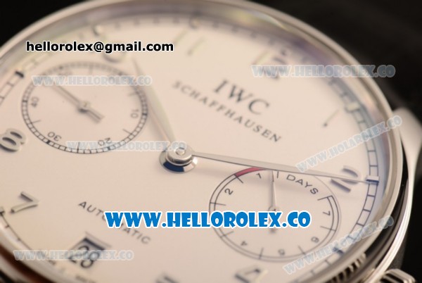 IWC Portuguese Automatic Clone IWC 52010 Automatic Steel Bezel Steel Case with White Dial and Black Leather Strap - (AAAF) - Click Image to Close