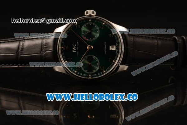 IWC Portuguese Automatic Clone IWC 52010 Automatic Steel Case with Green Dial and Black Leather Strap - (AAAF) - Click Image to Close