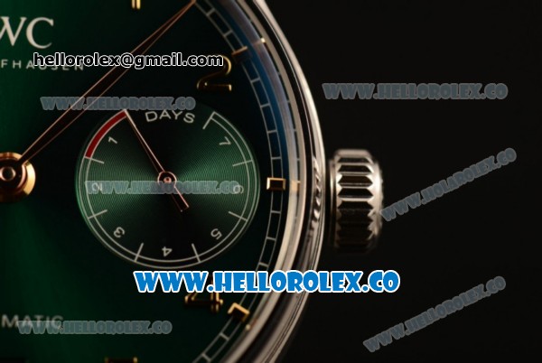 IWC Portuguese Automatic Clone IWC 52010 Automatic Steel Case with Green Dial and Black Leather Strap - (AAAF) - Click Image to Close