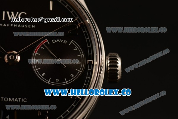 IWC Portuguese Automatic Clone IWC 52010 Automatic Steel Case with Black Dial and Black Leather Strap - (AAAF) - Click Image to Close