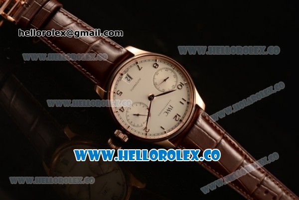 IWC Portuguese Automatic Clone IWC 52010 Automatic Rose Gold Case with White Dial and Brown Leather Strap - (AAAF) - Click Image to Close