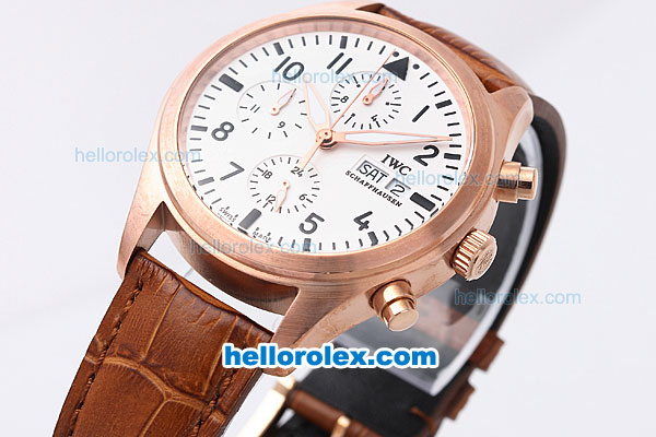 IWC Schaffhausen Automatic Movement Rose Gold Case with White Dial - Click Image to Close