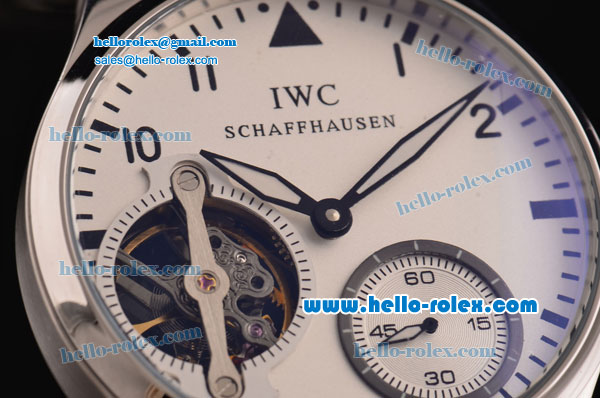 IWC Portuguese Asia 6497-CHG Manual Winding Steel Case and Black Leather Strap White Dial - Click Image to Close