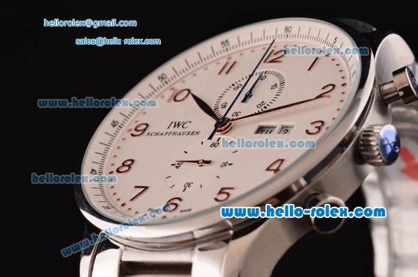 IWC Portuguese Chronograph Japanese Miyota OS10 Quartz Stainless Steel Case with Stainless Steel Strap and White Dial - Click Image to Close