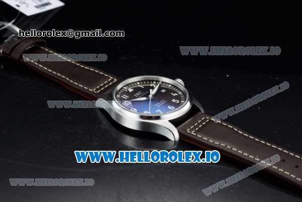 IWC Pilot's Watch Mark XVIII Miyota 9015 Automatic Steel Case Black Dial With Arabic Numeral Markers Brown Leather Strap - Click Image to Close
