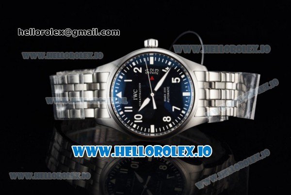 IWC Pilot's Watch Mark XVII Miyota 9015 Automatic Steel Case Blue Dial With Arabic Numeral Markers Steel Bracelet - Click Image to Close