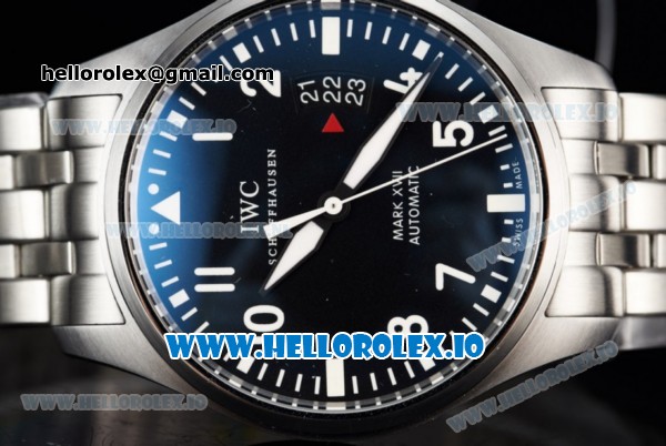 IWC Pilot's Watch Mark XVII Miyota 9015 Automatic Steel Case Blue Dial With Arabic Numeral Markers Steel Bracelet - Click Image to Close