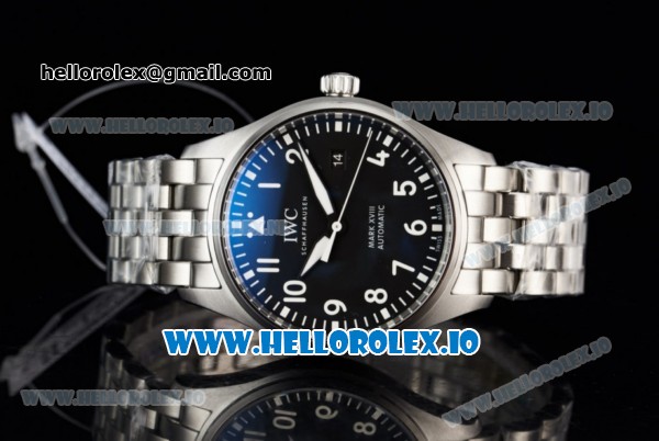 IWC Pilot's Watch Mark XVIII Miyota 9015 Automatic Steel Case Blue Dial With Arabic Numeral Markers Steel Bracelet - Click Image to Close