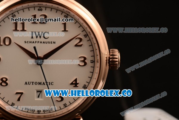 IWC Da Vinci Swiss ETA 2892 Automatic Steel Case with White Dial Arabic Numeral Markers and Genuine Leather Strap - Click Image to Close