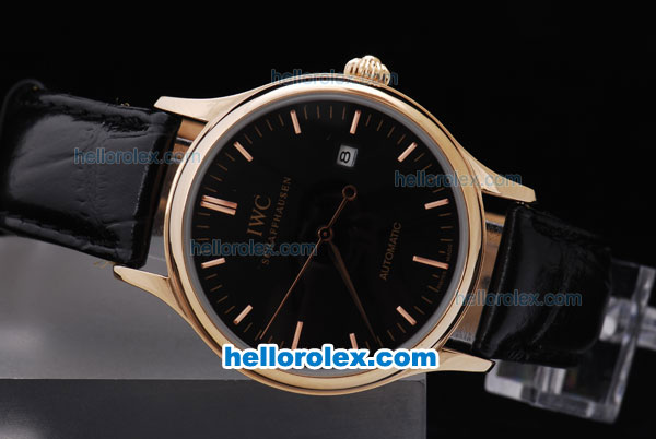 IWC Schaffhausen Automatic Black Dial and Rose Golden Case - Click Image to Close