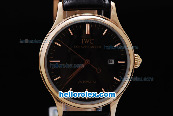 IWC Schaffhausen Automatic Black Dial and Rose Golden Case - Click Image to Close