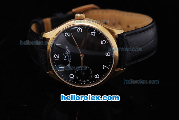 IWC Portugieser Repetition Automatic Gold Case with Black Dial - Click Image to Close