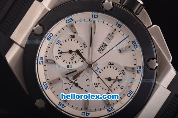 IWC Ingenieur Doppelchronograph Asia ST17 Automatic Steel Case with PVD Bezel and White Dial - 7750 Coating - Click Image to Close
