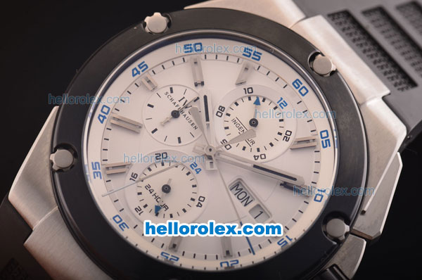 IWC Ingenieur Doppelchronograph Asia ST17 Automatic Steel Case with PVD Bezel and White Dial - 7750 Coating - Click Image to Close