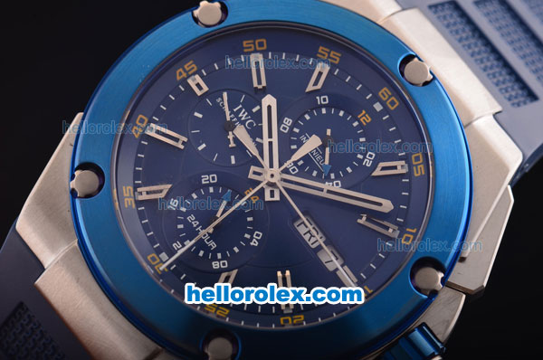IWC Ingenieur Doppelchronograph Asia ST17 Automatic Steel Case with Blue Bezel and Blue Dial - 7750 Coating - Click Image to Close