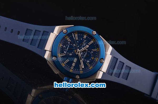 IWC Ingenieur Doppelchronograph Asia ST17 Automatic Steel Case with Blue Bezel and Blue Dial - 7750 Coating - Click Image to Close