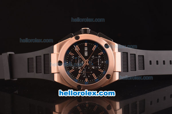 IWC Ingenieur Doppelchronograph Asia ST17 Automatic Rose Gold Case with Black Dial - 7750 Coating - Click Image to Close